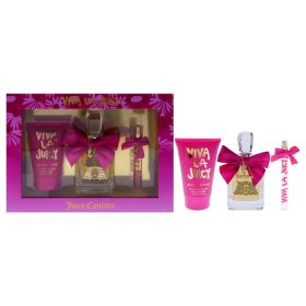 Viva La Juicy by Juicy Couture for Women - 3 Pc Gift Set 3.4oz EDP Spray, 0.33oz EDP Spray, 4.2oz Body Souffle