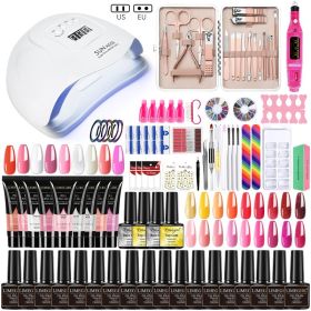 Nail Set Gel Nail Polish Set With UV LED Lamp Dryer Semi Permanent Gel Varnish Set Professional Nail Art Tools Kit Manicure Set (Type: ZH282-3)