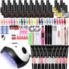 Nail Set Acrylic Nail Kit for Nail Extension Gel Nail Polish Set Quick Building Poly UV Gel Set With LED Nail Lamp Nail Tool Set