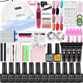 LNWPYH Nail Set UV LED Lamp Dryer With 18/12 pcs Nail Gel Polish Kit Soak Off Manicure Tools Set electric Nail drill Nail Tools (Color: X5 18 fixed color)