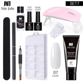 Nail Gel Set 6W LED Lamp Full Manicure Set Quick Extension Nail Kit Gel Building Polygels Set For Nails Tool Kit Nail Art Kit (Color: nine piece set 7)