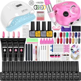 LNWPYH Nail Set UV LED Lamp Dryer With 18/12 pcs Nail Gel Polish Kit Soak Off Manicure Tools Set electric Nail drill Nail Tools (Color: S055-X5-(10-27))