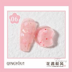 Nail Polish Flowers Petal Translucent Soft Semi Permanent Varnish Hybird UV Acry Japanese Wind Nail Art Soak Off Gel (Color: 06)